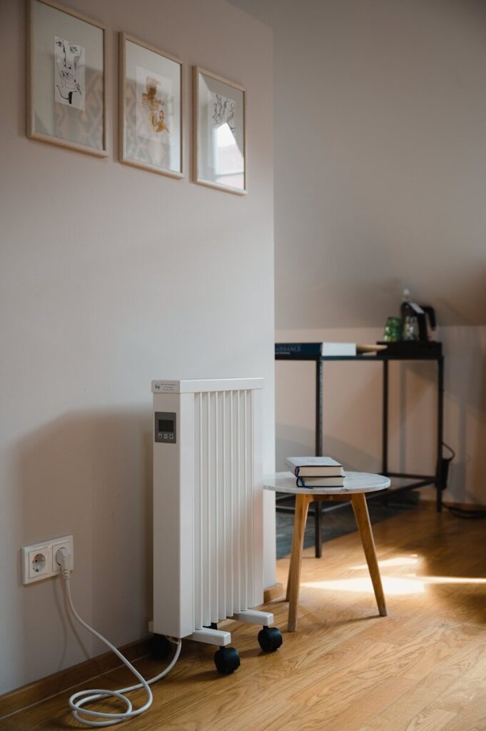 a room with a table and a chair